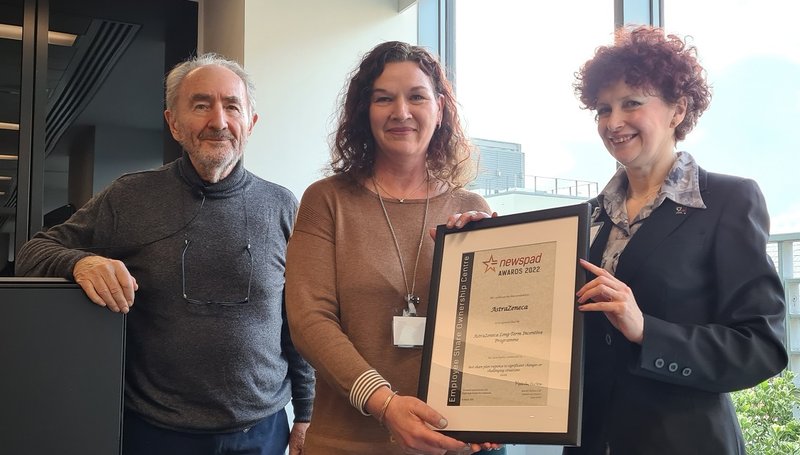 Elizabeth Crutchley accepts AstraZeneca's award