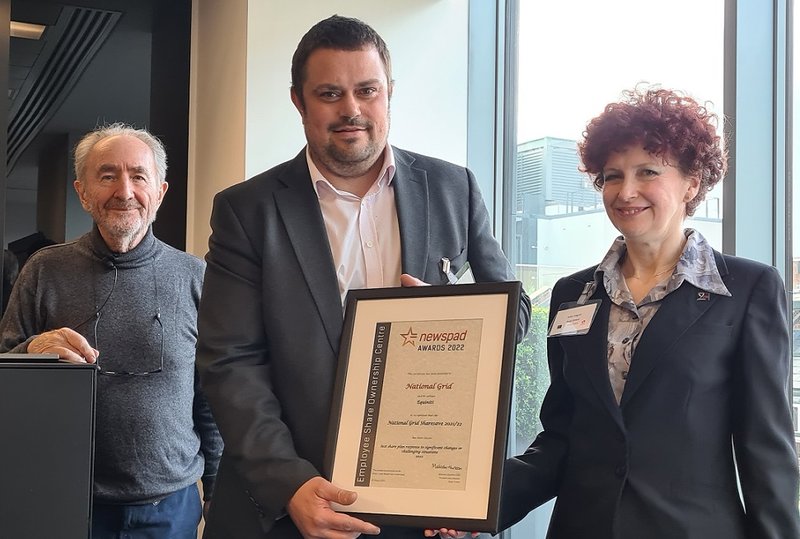 Paul Bowen accepts National grid's award