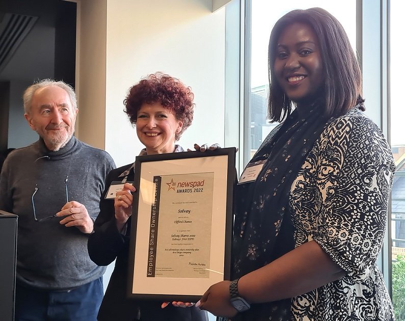Jennifer Danso accepting Solvay's award